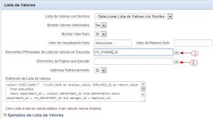 Lista de valores en cascada