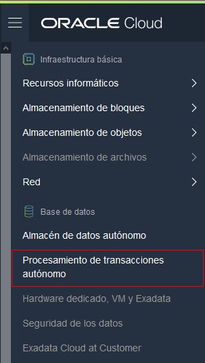 Menú de Servico Oracle Cloud Free Tier 