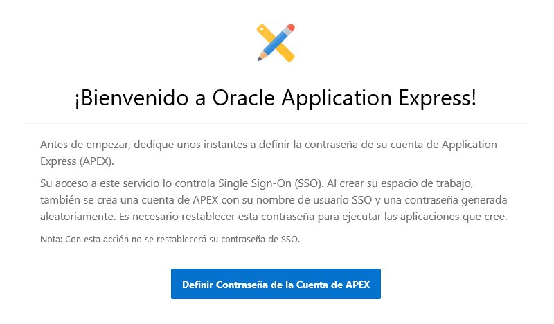 Oracle APEX Cloud Free Tier, crear contraseña