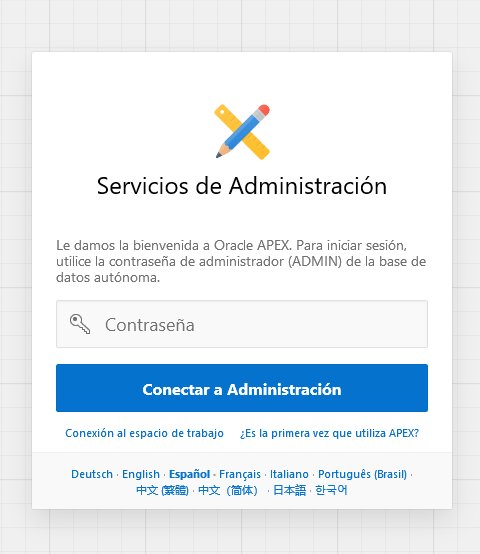 Ingreso a Oracle APEX Cloud Free Tier Servicios Administrativos